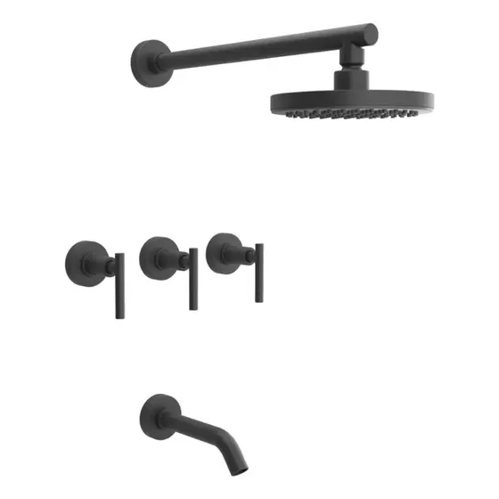 Grifería para Bañera Estalgrif Thunder Black Redonda Negra de Pared
